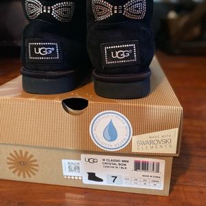 UGG classic mini boots. black with Swarovski crystal accents